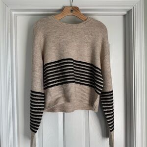 Pink Lily Beige and Black Striped Sweater